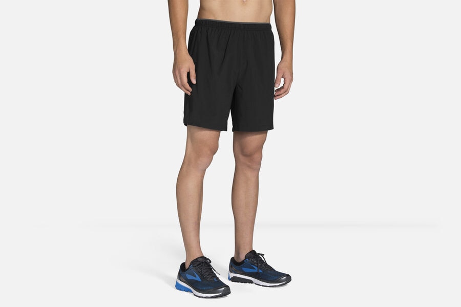 Mens Brooks Go-To 7" Bottoms Black | 185370-JXH